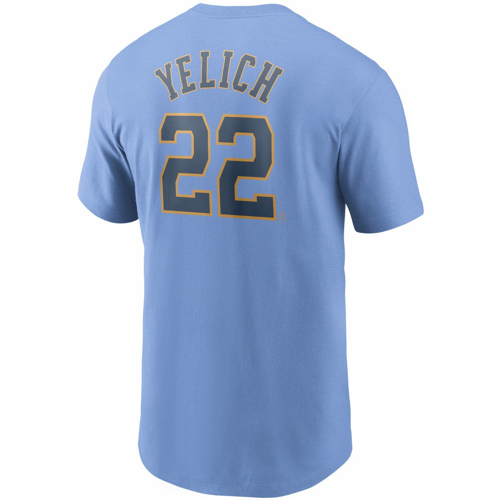 Christian Yelich Milwaukee Brewers Name & Number T-Shirt - Light Blue | Nike