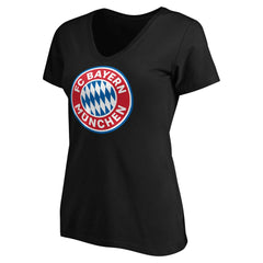 Bayern Munich Women's Logo V-Neck T-Shirt - Black discount