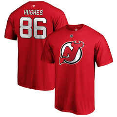 Jack Hughes New Jersey Devils Fanatics Authentic Stack Player Name & Number T-Shirt Red
