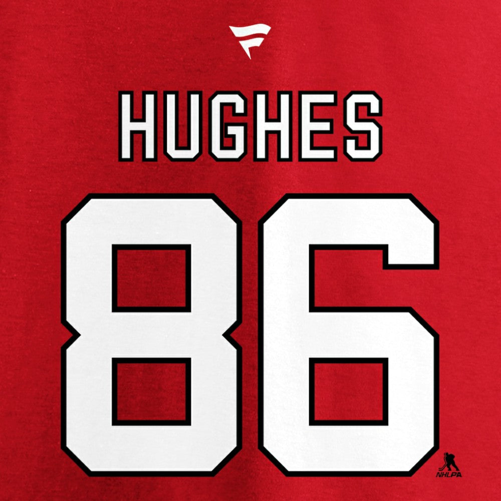 Jack Hughes New Jersey Devils Fanatics Authentic Stack Player Name & Number T-Shirt Red