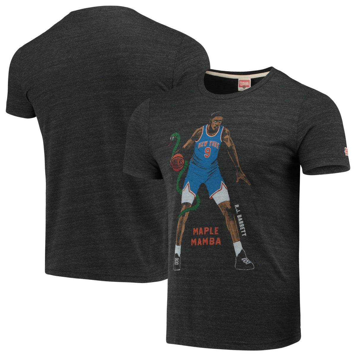 RJ Barrett New York Knicks Player Graphic Tri-Blend T-Shirt - Heathered Charcoal for sale