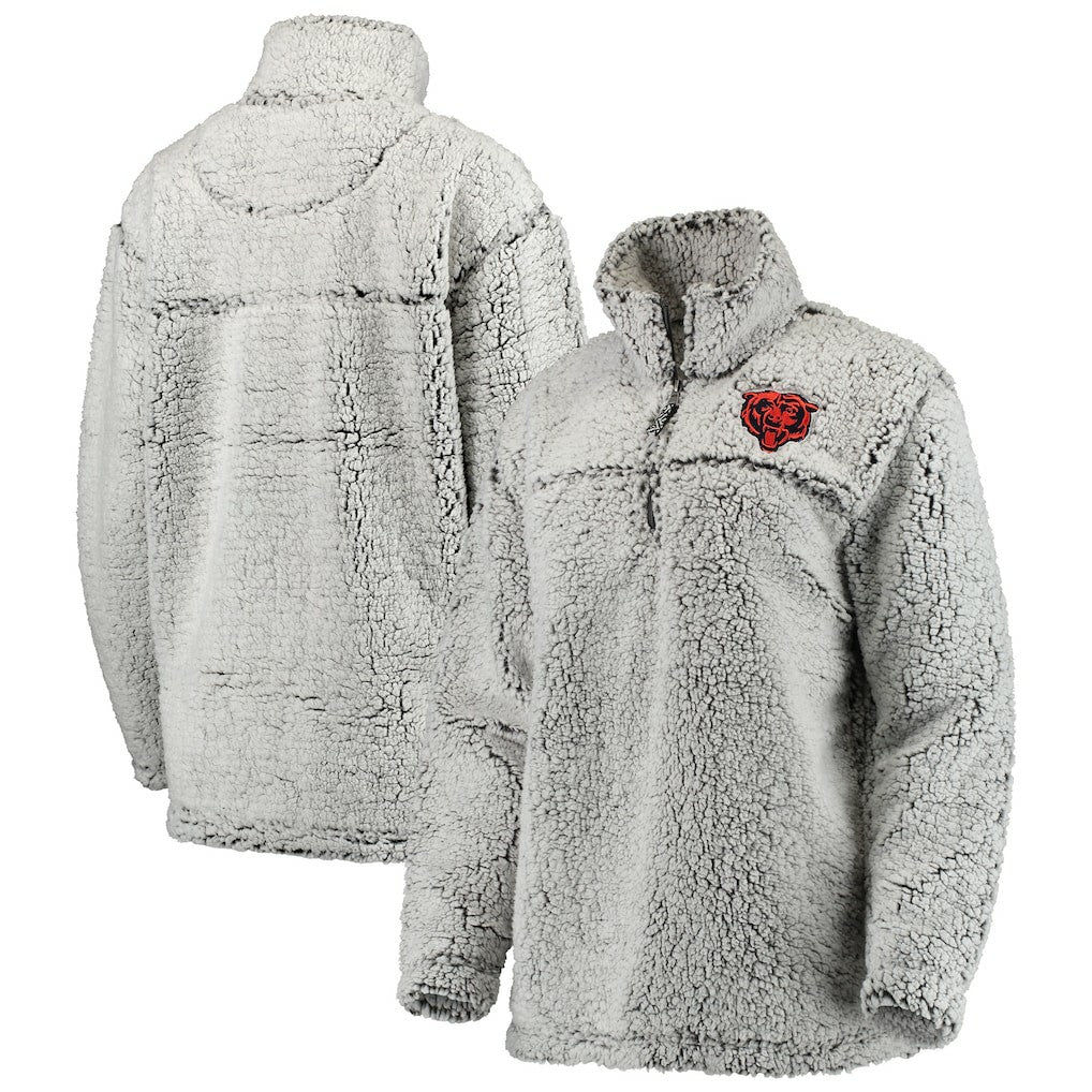 Chicago Bears Women's Sherpa Quarter-Zip Pullover Jacket - Gray cheap