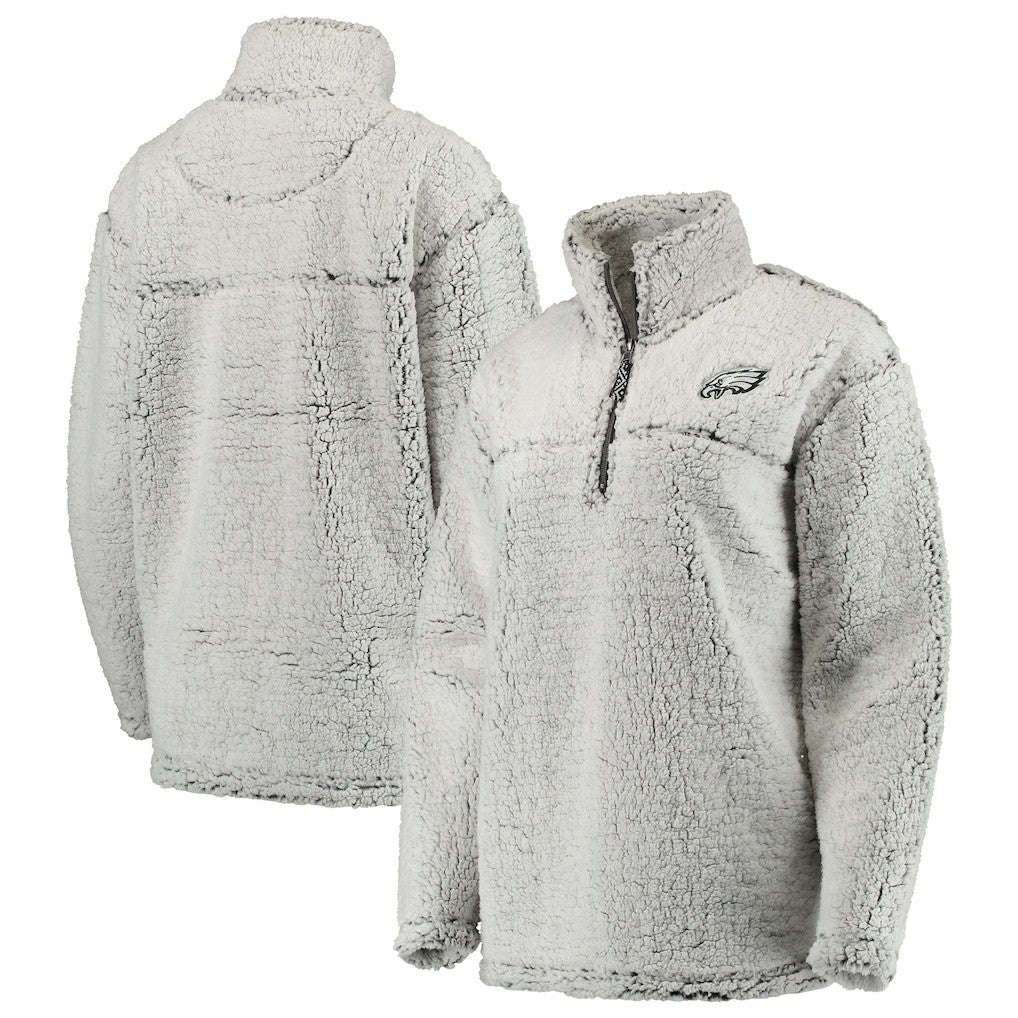 Philadelphia Eagles Women's Sherpa Quarter-Zip Pullover Jacket - Gray for sale