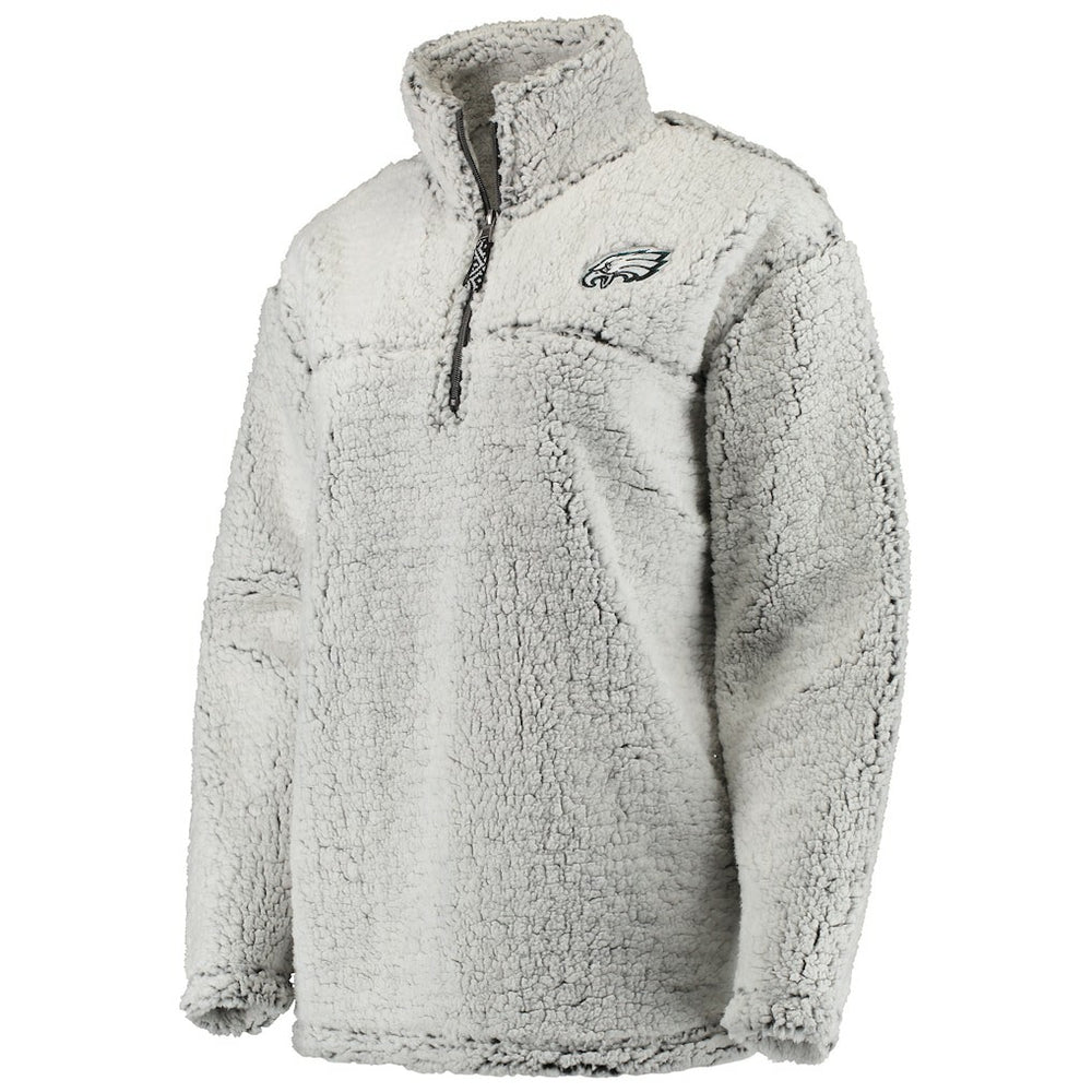 Philadelphia Eagles Women's Sherpa Quarter-Zip Pullover Jacket - Gray for sale