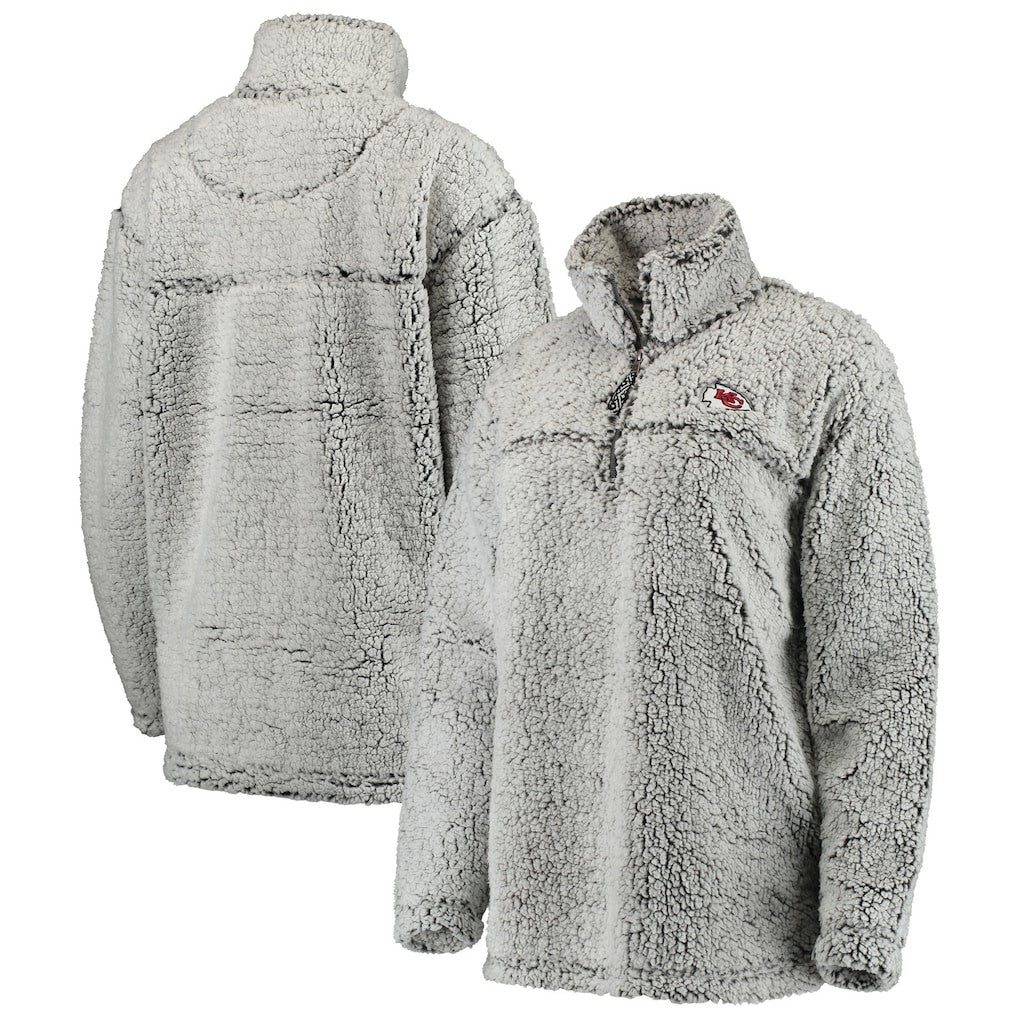 Kansas City Chiefs Women's Sherpa Quarter-Zip Pullover Jacket - Gray discount