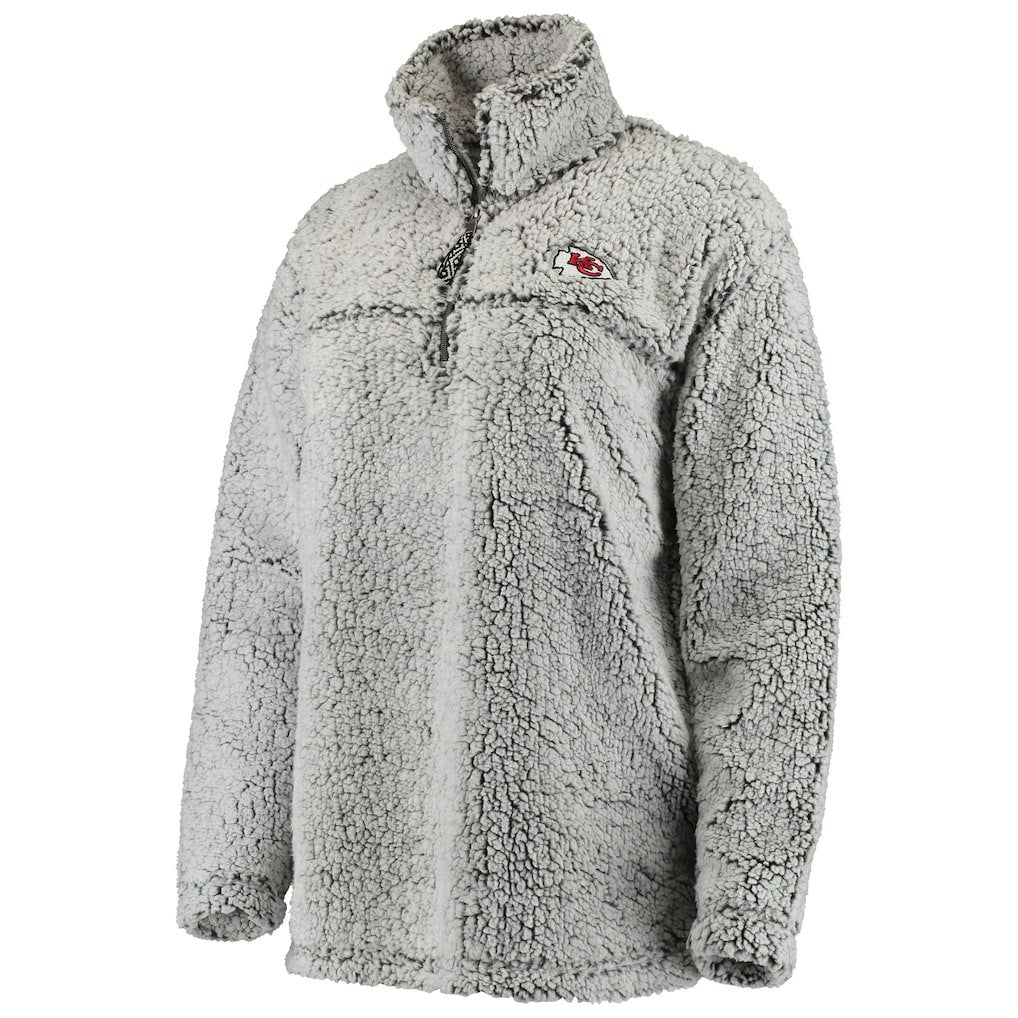 Kansas City Chiefs Women's Sherpa Quarter-Zip Pullover Jacket - Gray discount