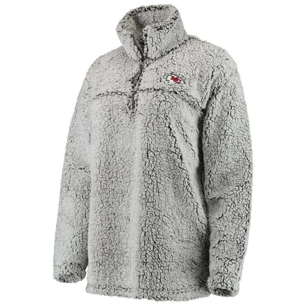Kansas City Chiefs Women's Sherpa Quarter-Zip Pullover Jacket - Gray discount