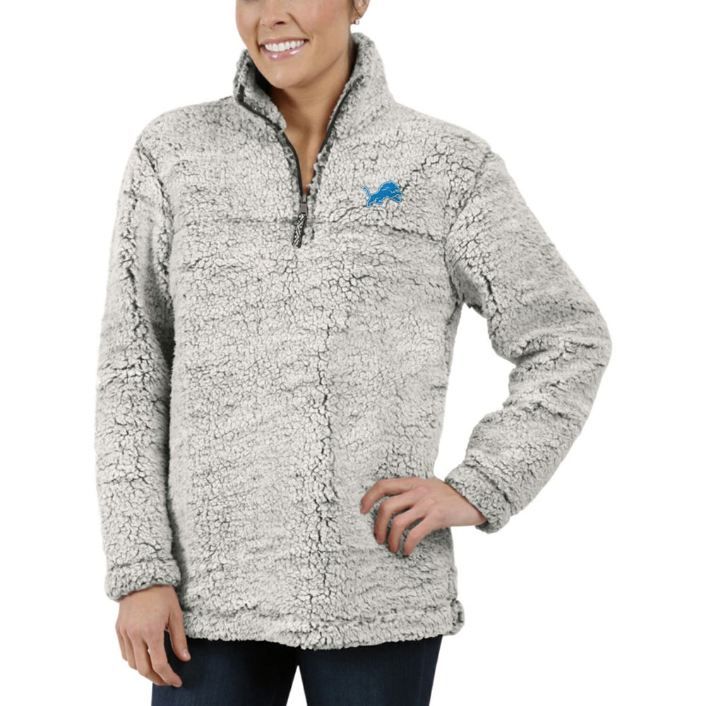 Detroit Lions Women's Sherpa Quarter-Zip Pullover Jacket - Gray online