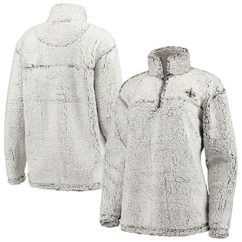 New Orleans Saints G-III 4Her by Carl Banks Women's Sherpa Quarter-Zip Pullover Jacket - Gray on sale