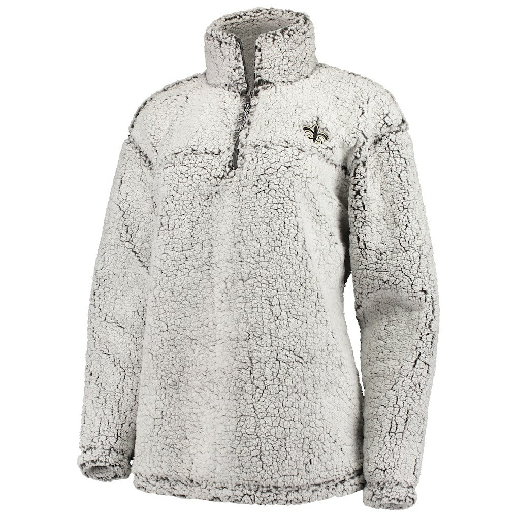 New Orleans Saints G-III 4Her by Carl Banks Women's Sherpa Quarter-Zip Pullover Jacket - Gray on sale