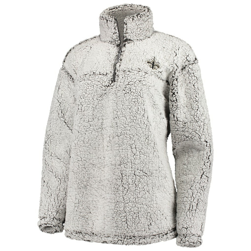 New Orleans Saints G-III 4Her by Carl Banks Women's Sherpa Quarter-Zip Pullover Jacket - Gray on sale
