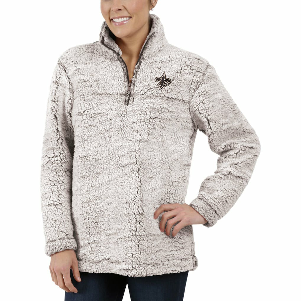 New Orleans Saints G-III 4Her by Carl Banks Women's Sherpa Quarter-Zip Pullover Jacket - Gray on sale