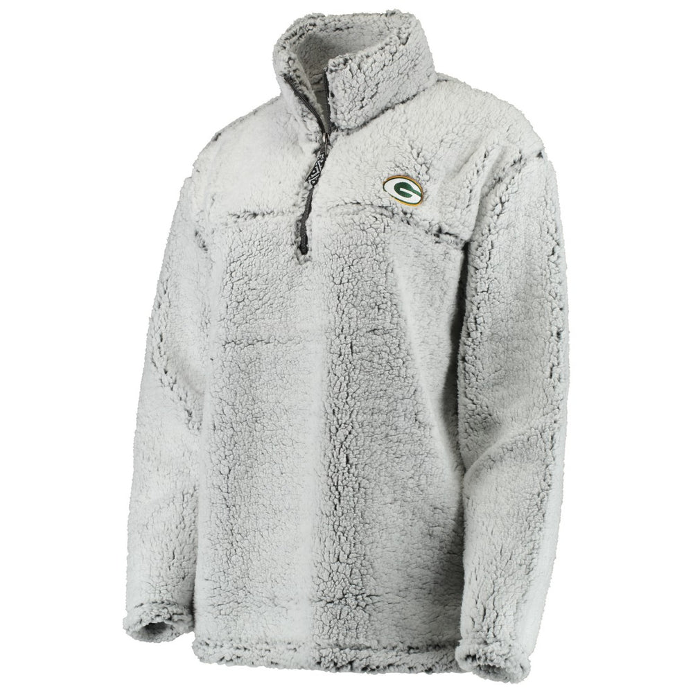 Green Bay Packers Women's Sherpa Quarter-Zip Pullover Jacket - Gray sale