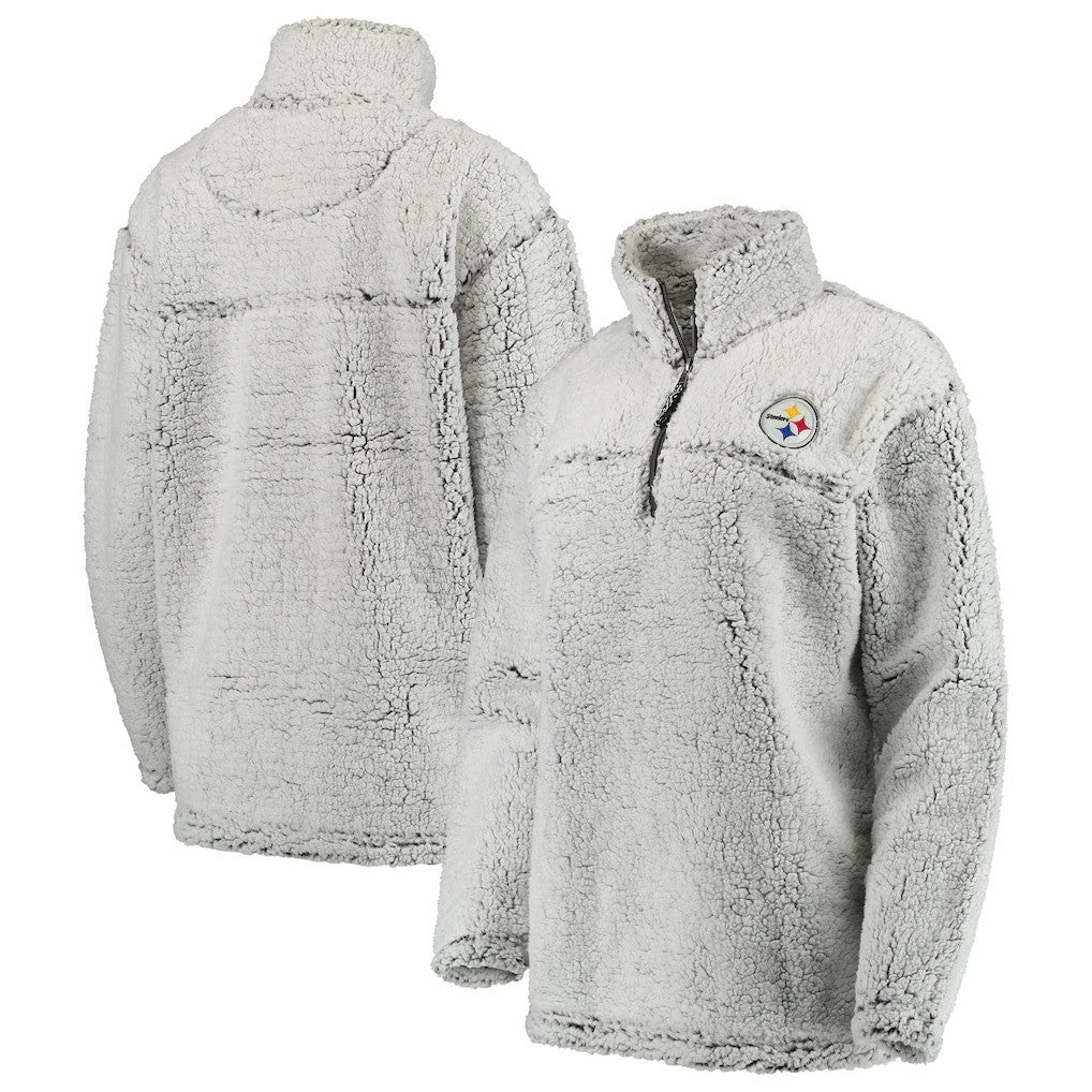 Pittsburgh Steelers Women's Sherpa Quarter-Zip Pullover Jacket - Gray discount