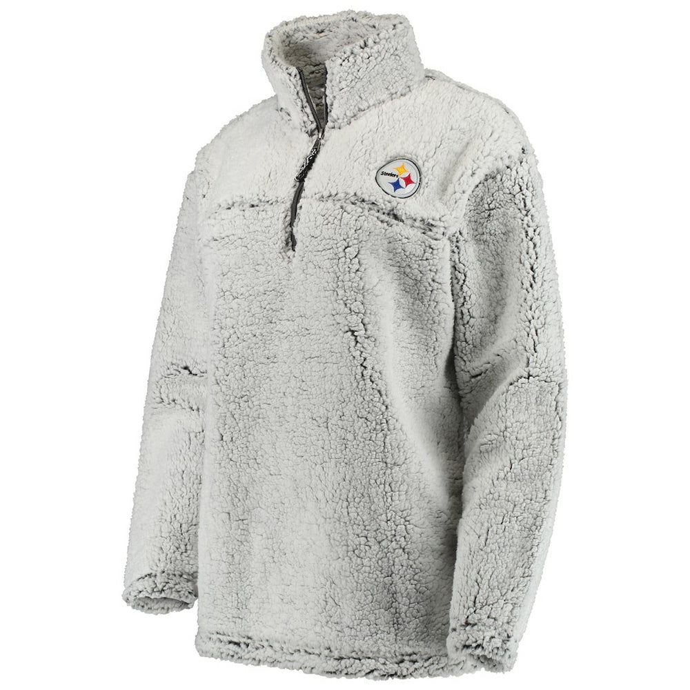 Pittsburgh Steelers Women's Sherpa Quarter-Zip Pullover Jacket - Gray discount