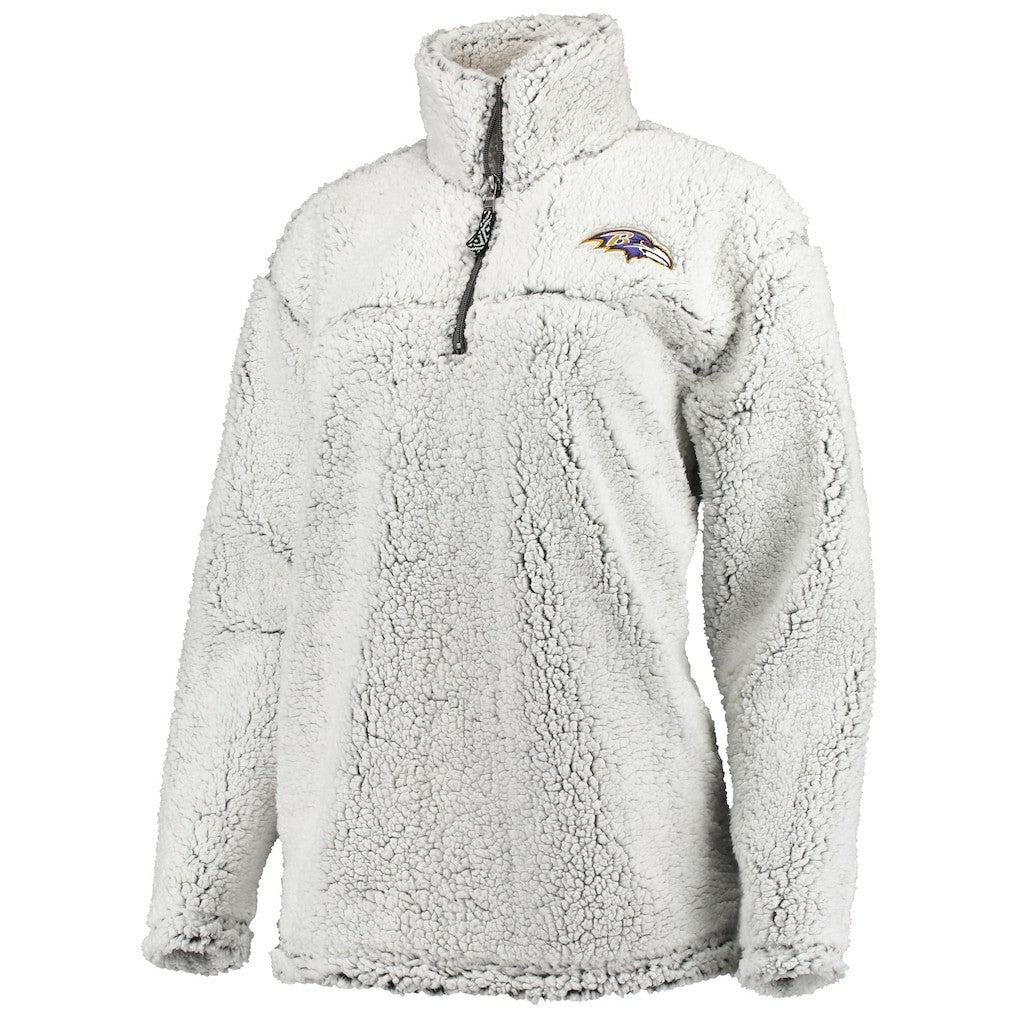 Baltimore Ravens G-III 4Her by Carl Banks Women's Sherpa Quarter-Zip Pullover Jacket - Gray outlet