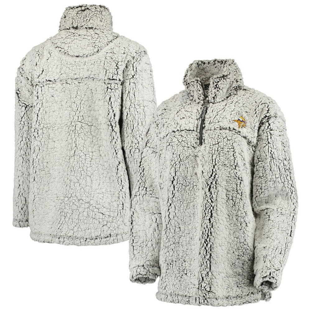 Minnesota Vikings Women's Sherpa Quarter-Zip Pullover Jacket - Gray outlet