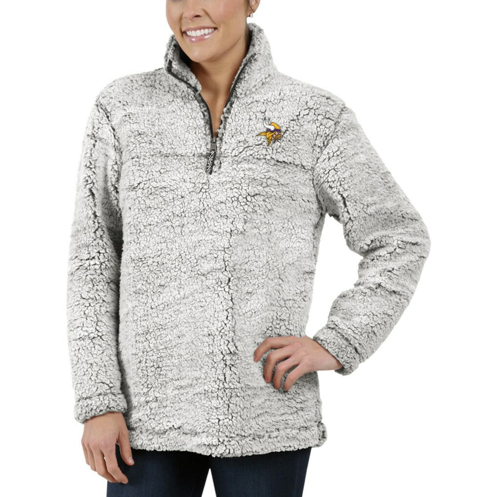 Minnesota Vikings Women's Sherpa Quarter-Zip Pullover Jacket - Gray outlet