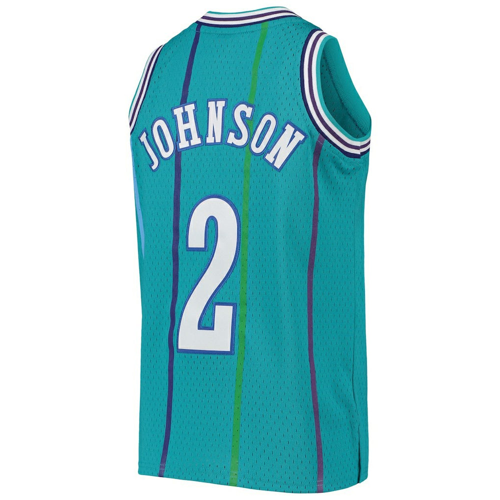 Larry Johnson Charlotte Hornets Youth 1992/93 Hardwood Classics Swingman Jersey - Teal | Mitchell & Ness for sale