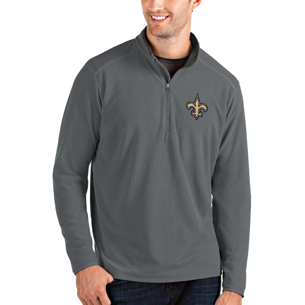 New Orleans Saints Antigua Glacier Quarter-Zip Pullover Jacket - Gray/Gray online