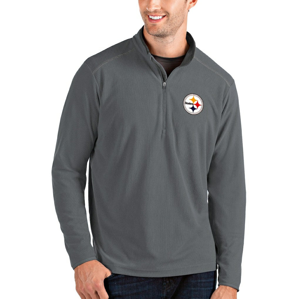 Pittsburgh Steelers Antigua Glacier Quarter-Zip Pullover Jacket - Gray/Gray for sale