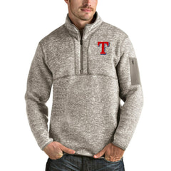 Texas Rangers Antigua Fortune Quarter-Zip Pullover Jacket - Oatmeal