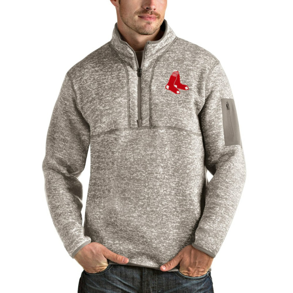 Boston Red Sox Antigua Fortune Quarter-Zip Pullover Jacket - Oatmeal