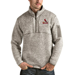St. Louis Cardinals Antigua Fortune Quarter-Zip Pullover Jacket - Oatmeal