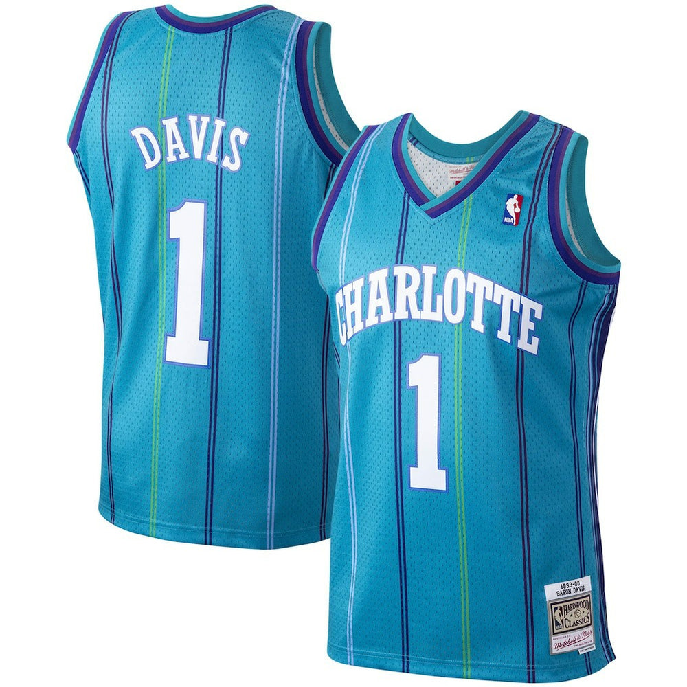 Baron Davis Charlotte Hornets 1999/00 Hardwood Classics Swingman Jersey - Teal | Mitchell & Ness online