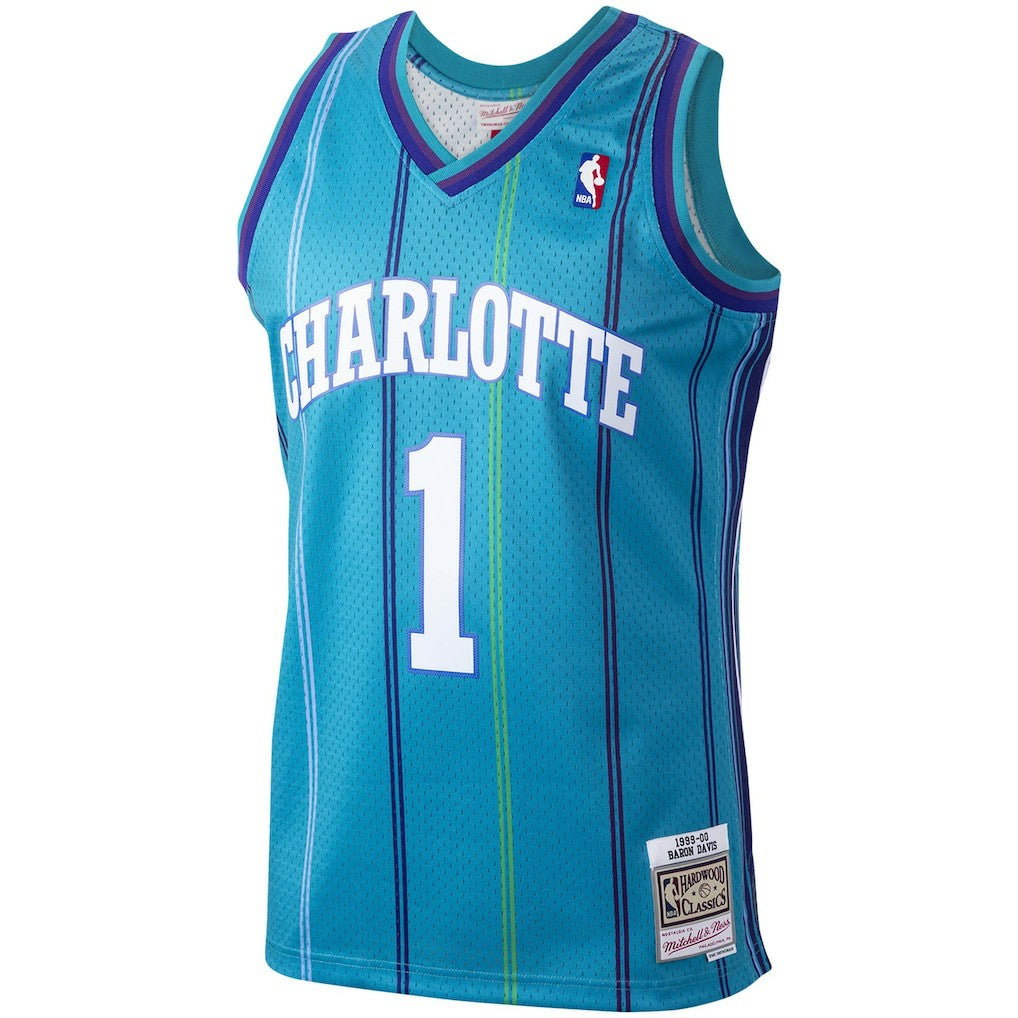 Baron Davis Charlotte Hornets 1999/00 Hardwood Classics Swingman Jersey - Teal | Mitchell & Ness online