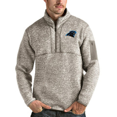 Carolina Panthers Antigua Fortune Quarter-Zip Pullover Jacket - Oatmeal cheap