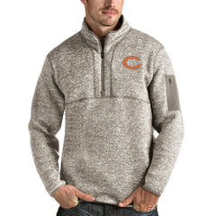 Chicago Bears Antigua Fortune Quarter-Zip Pullover Jacket - Oatmeal on sale