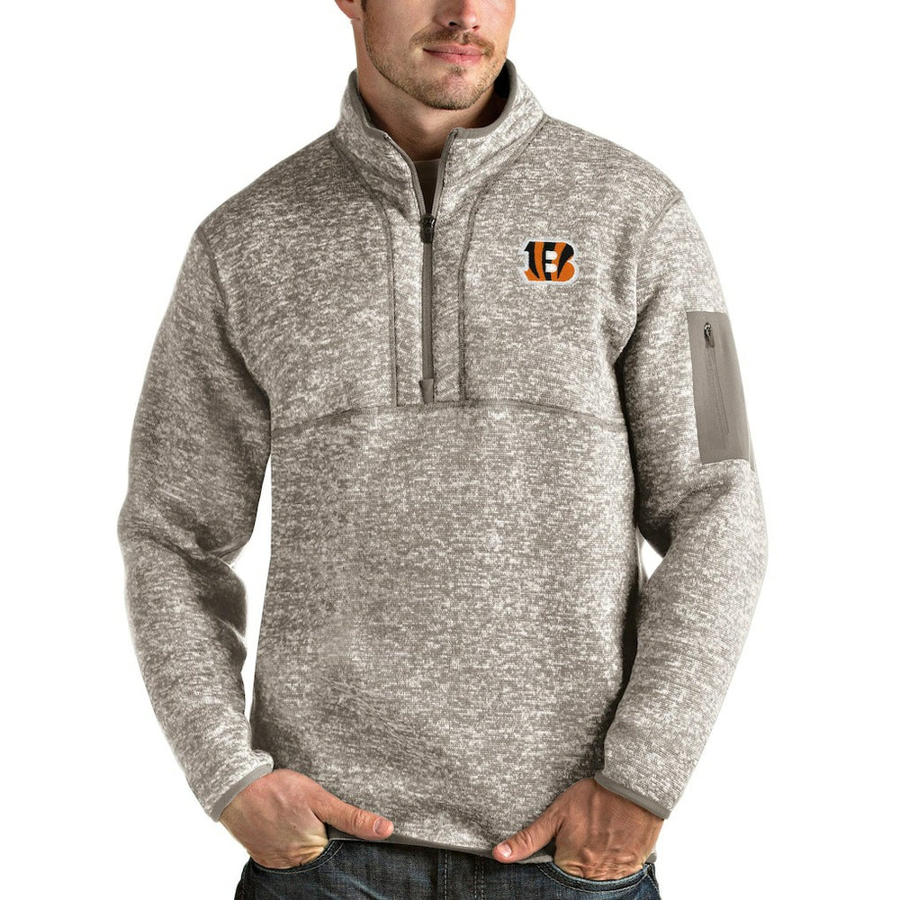 Cincinnati Bengals Antigua Fortune Quarter-Zip Pullover Jacket - Oatmeal cheap