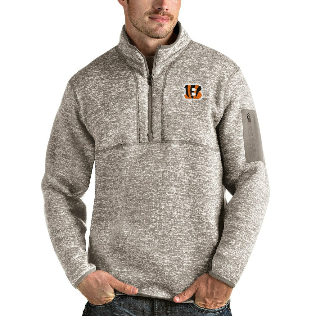 Cincinnati Bengals Antigua Fortune Quarter-Zip Pullover Jacket - Oatmeal cheap