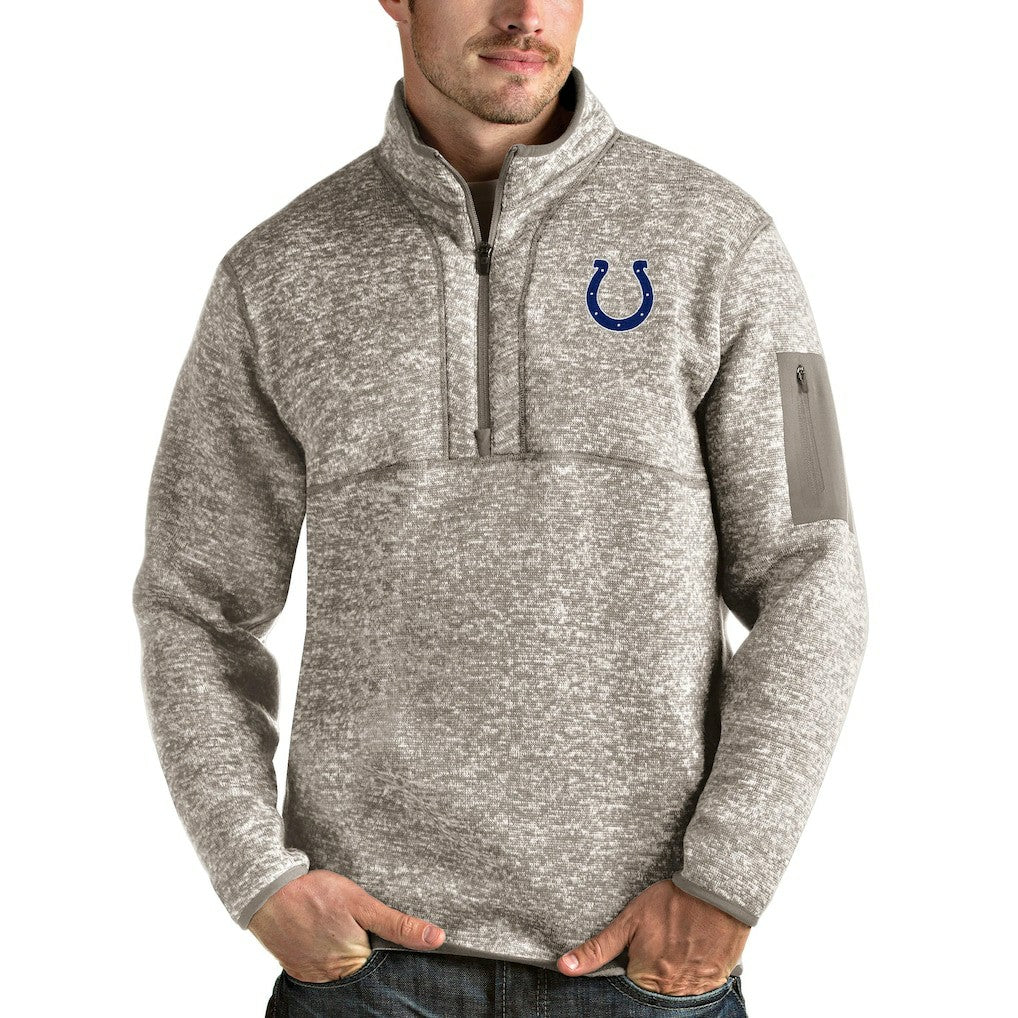 Indianapolis Colts Antigua Fortune Quarter-Zip Pullover Jacket - Oatmeal outlet