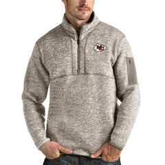 Kansas City Chiefs Antigua Fortune Quarter-Zip Pullover Jacket - Oatmeal discount