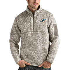 Miami Dolphins Antigua Fortune Quarter-Zip Pullover Jacket - Oatmeal outlet