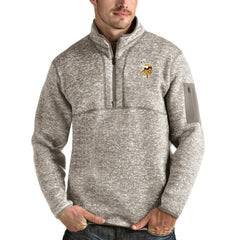 Minnesota Vikings Antigua Fortune Quarter-Zip Pullover Jacket - Oatmeal discount