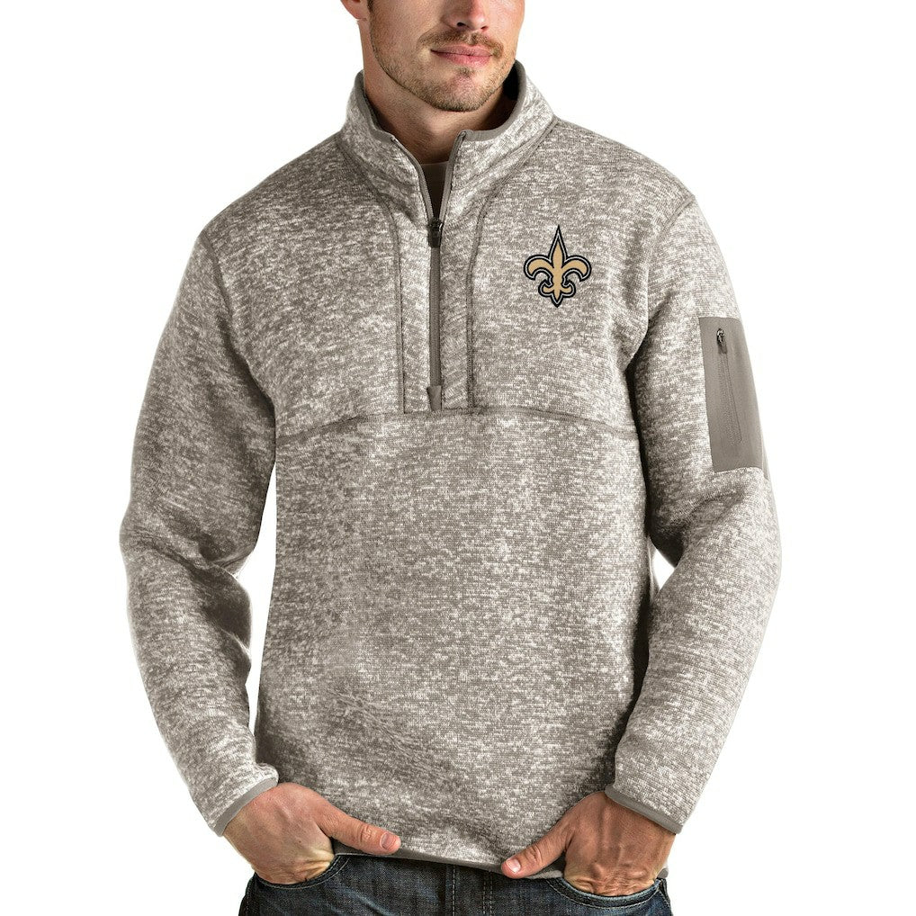 New Orleans Saints Antigua Fortune Quarter-Zip Pullover Jacket - Oatmeal outlet
