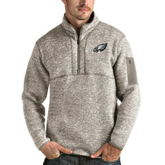 Philadelphia Eagles Antigua Fortune Quarter-Zip Pullover Jacket - Oatmeal online
