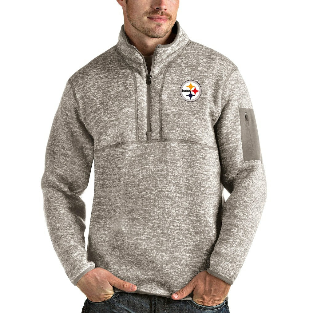 Pittsburgh Steelers Antigua Fortune Quarter-Zip Pullover Jacket - Oatmeal online