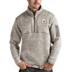 Pittsburgh Steelers Antigua Fortune Quarter-Zip Pullover Jacket - Oatmeal online