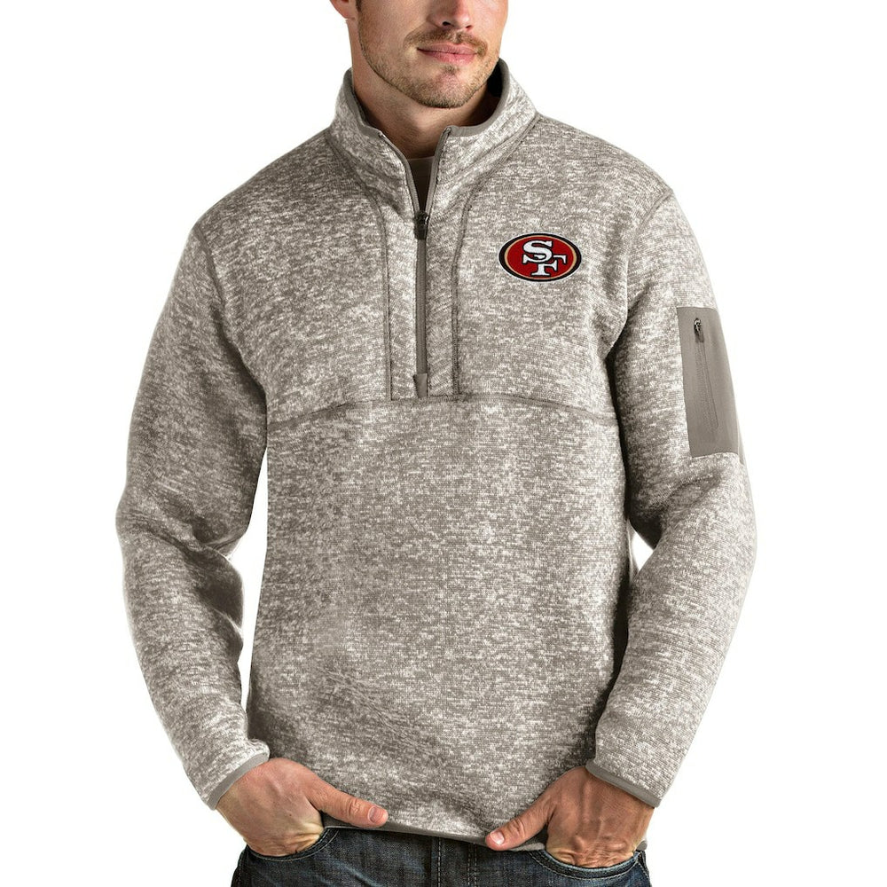 San Francisco 49ers Antigua Fortune Quarter-Zip Pullover Jacket - Oatmeal online