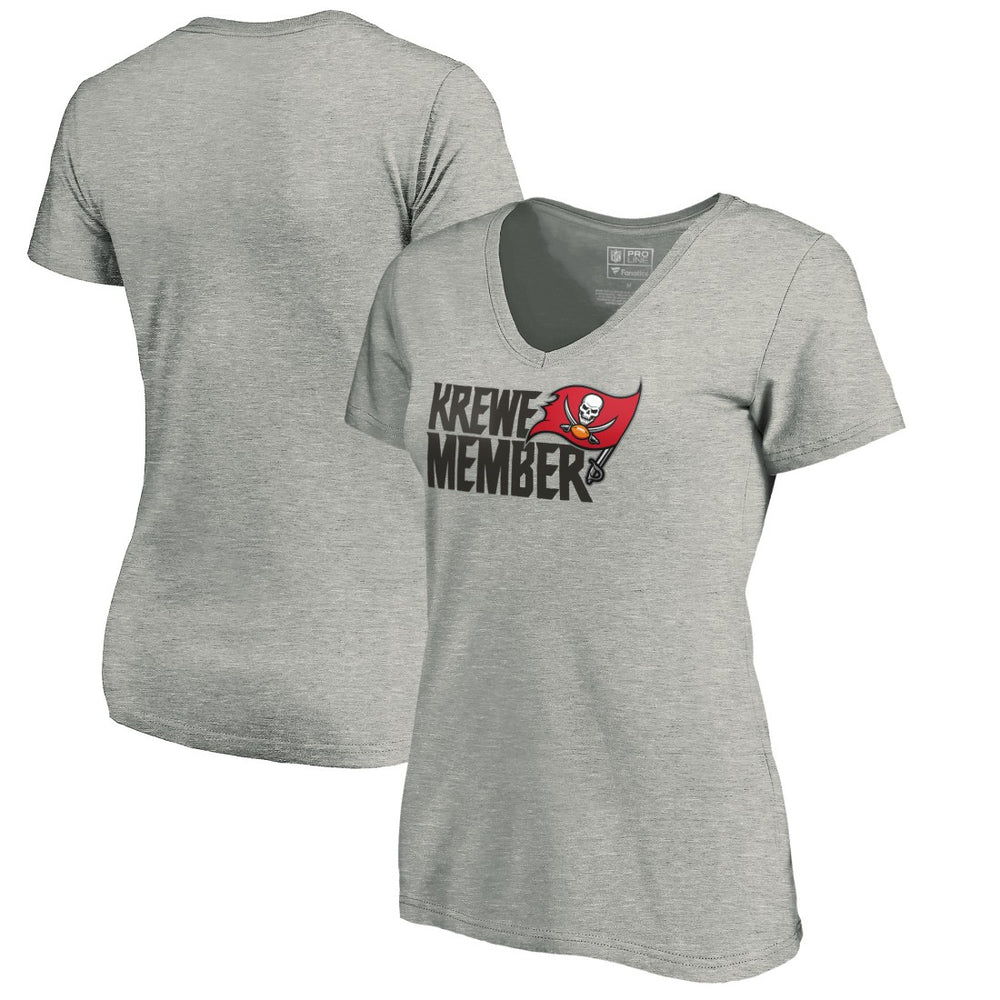 Tampa Bay Buccaneers Women's Krewe Member V-Neck T-Shirt - Heather Gray cheap