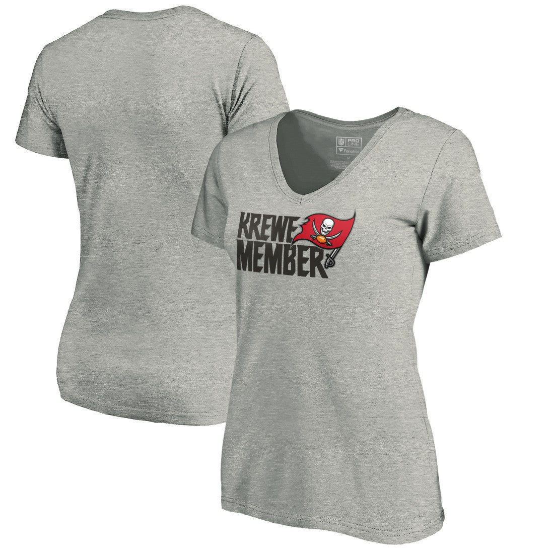 Tampa Bay Buccaneers Women's Krewe Member V-Neck T-Shirt - Heather Gray cheap