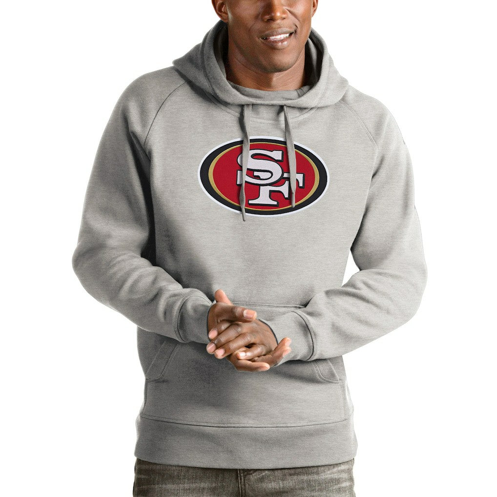 San Francisco 49ers Antigua Victory Pullover Hoodie - Heather Gray sale