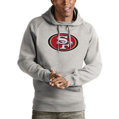 San Francisco 49ers Antigua Victory Pullover Hoodie - Heather Gray sale