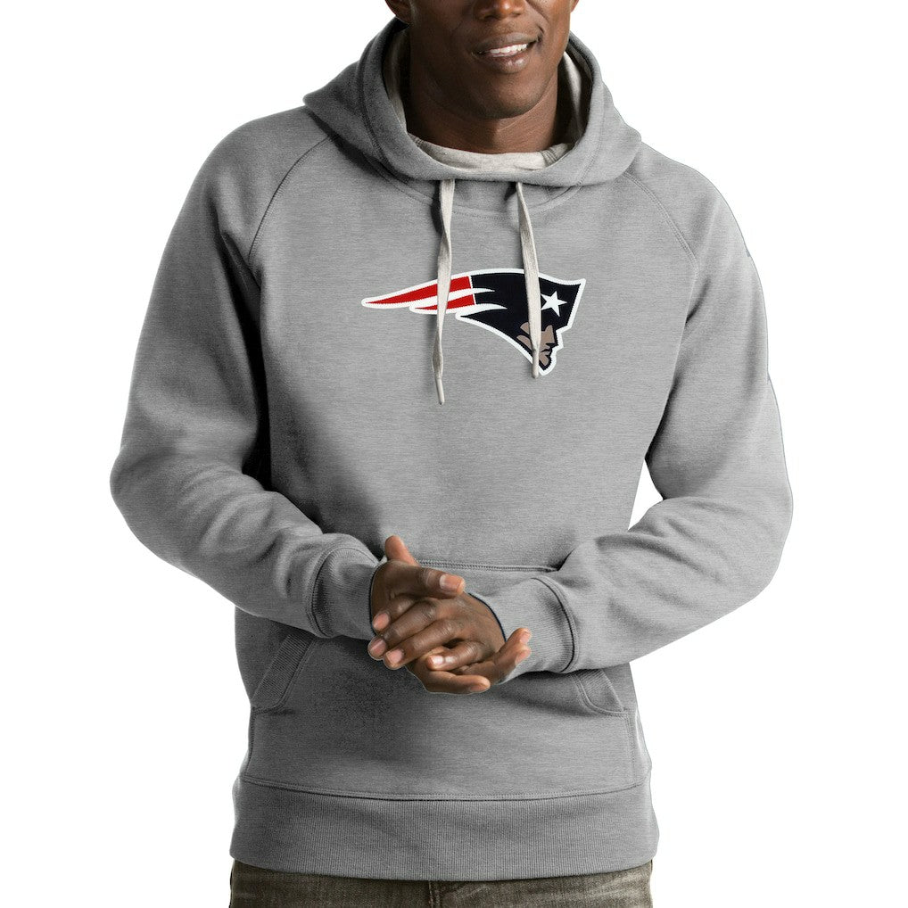 New England Patriots Antigua Victory Pullover Hoodie - Heather Gray discount