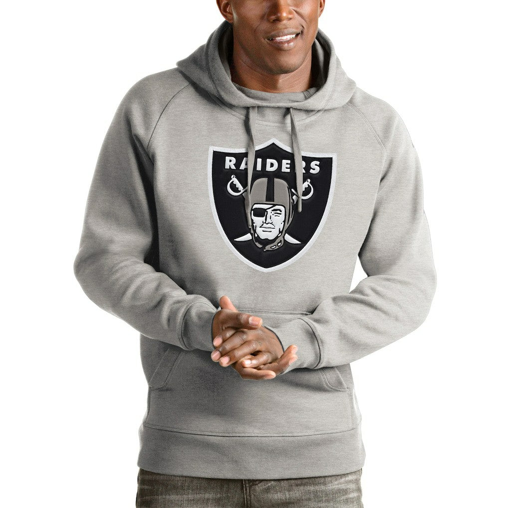 Las Vegas Raiders Antigua Victory Pullover Hoodie - Heather Gray online