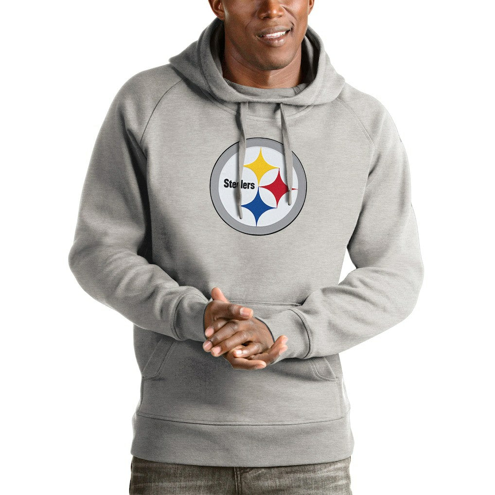 Pittsburgh Steelers Antigua Victory Pullover Hoodie - Heather Gray on sale